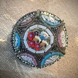 Vintage Micro Mosaic Italian
Millefiori Floral Pin Brooch Gold Tone Italy